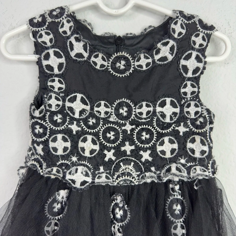 Tadashi‎ Shoji Kids Dress Girls 2T Black White Embroidered Tulle Princess Formal